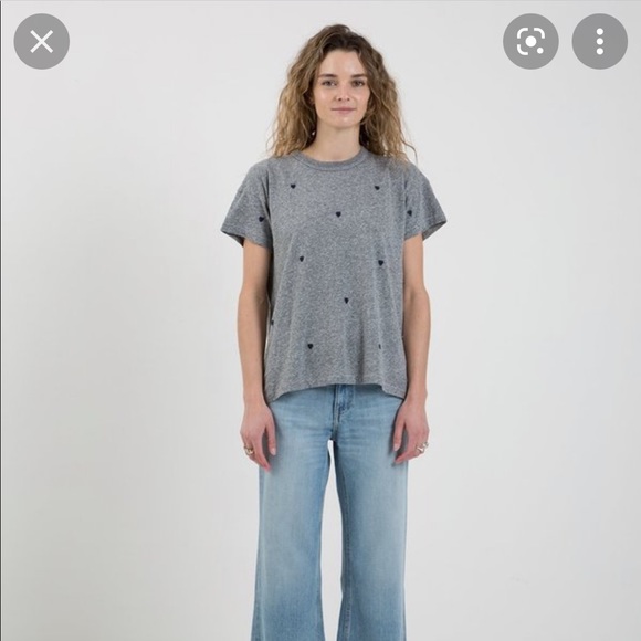 THE GREAT. Tops - THE GREAT Boxy Crew Heart Print Tee